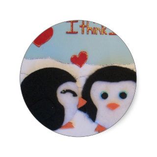 Everyone loves penguins round sticker
