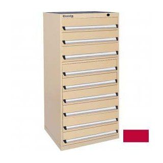 Kennedy 9 Drawer Modular Cabinet Base Model No Lock W/Suspension Drawers 30x30x60, Red  Storage Cabinets 
