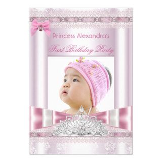 Little Princess Girl First Birthday Party Photo Personalized Invitations