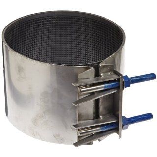 Smith Blair Stainless Steel 304 Repair Clamp, Full Circle, Stainless Steel Bolt, 2 Bolts, 7 1/2" Length, 10" Pipe Size Industrial Pipe Fittings
