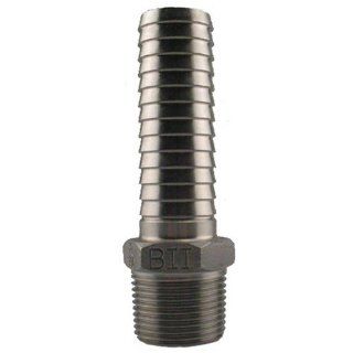 304 Extra Long Stainless Steel Male Adapter, 1 1/4" MPT x 1" Barb   Pipe Fittings  