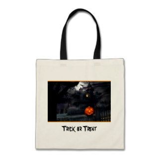 Haunted House Trick or Treat Tote Canvas Bags