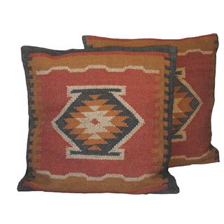 Traditional Tribal Indo Kilim Pillows (Set of Two) Throw Pillows