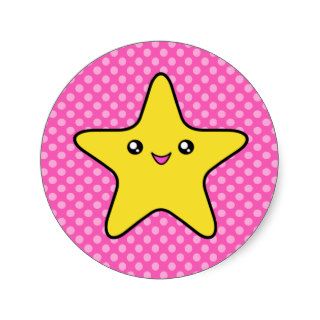 Kawaii Star Pink Polka Dot Stickers