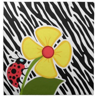 Black & White Zebra Stripes; Ladybugs Cloth Napkins