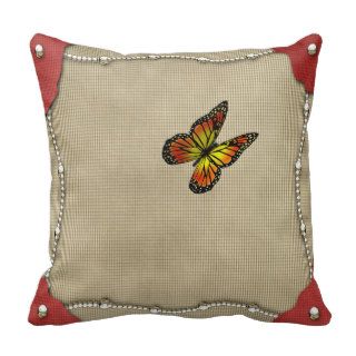 Beaded Look Monarch Design, (matching gifts below) Throw Pillow