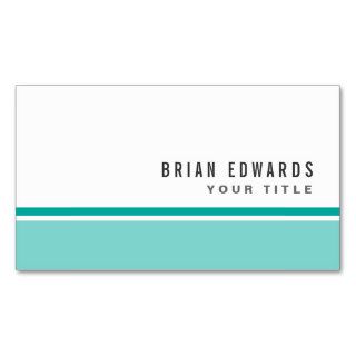 Teal aqua blue border modern stylish white business cards
