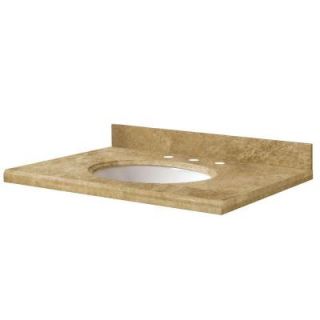 Pegasus 31 in. W x 22 in. D Marble Vanity Top in Light Emperador with White Bowl 31922