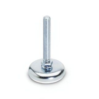 J.W. Winco 10N80TW1/A Series GN 340 Steel Threaded Stud Type Leveling Mount with White Rubber Pad Inlay, Without Nut, Metric Size, M10 x 1.50 Thread Size, 60mm Base Diameter, 80mm Thread Length Vibration Damping Mounts