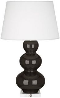 Robert Abbey CF43X Triple Gourd   One Light Large Accent Lamp, Coffee Glazed Ceramic/Lucite Base Finish with Pearl Dupioni Fabric Shade   Wall Sconces   