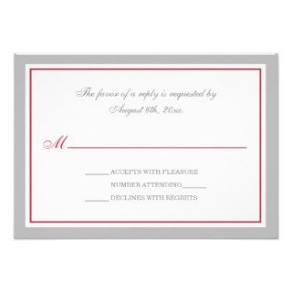 Gray & Merlot Red Wedding Reception RSVP Cards
