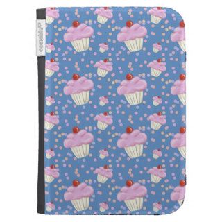 Cute Blue Cupcake Pattern Kindle Folio Case