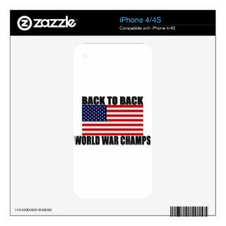 American Flag Back To Back World War Champs Skin For The iPhone 4S