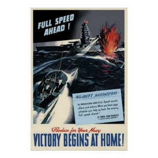 Victory Begins At Home   US Navy Print
