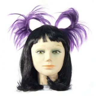 HMS Anime Hair Piece Easy To Shape Attaches with Haircomb Made Of Wig Fiber, Hot Purple/Black, One Size Costume Accessories Costume Wigs Clothing
