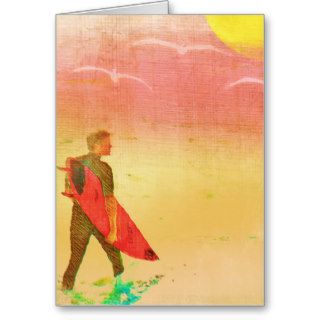 Surfer Dude   Vintage Poster Style Greeting Card
