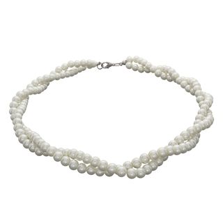 NEXTE Jewelry Silvertone FW Pearl Braided Double strand Choker (6 mm) NEXTE Jewelry Pearl Necklaces