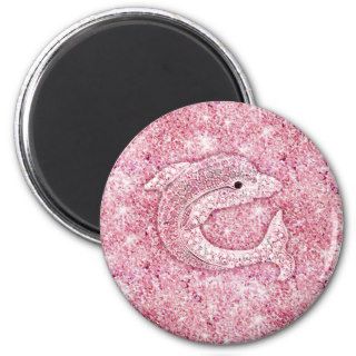 Cute dolphin, glitter pink photo print magnets