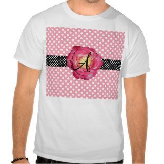 Polka dots pink white monogram pink rose shirts