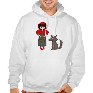 Whimsical Little Red Riding Hood Girl and Wolf Sweatshirts