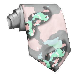 Funny Bright Mustaches Pink Teal Camo Pattern Custom Ties