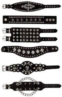 6 Piece Set Assorted Leather Bracelets Jewelry
