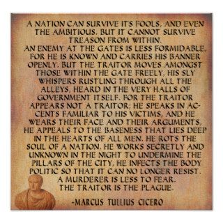 CICERO QUOTE   NATION CANNOT SURVIVE TREASON POSTER
