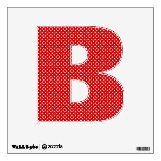 Red and White Small Polka Dots Letter B Wall Sticker