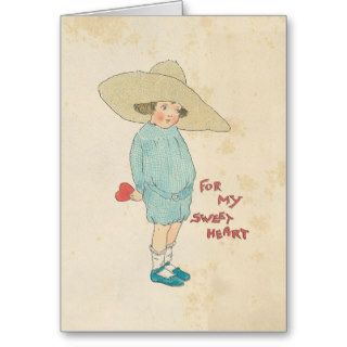 Vintage Valentine's Day Cute Kid Heart Sweetheart Greeting Cards