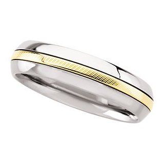 14K Gold Inlay Domed Band by US Gems Jewelry
