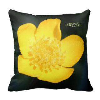 Golden Yellow Buttercup with Monogram Pillows