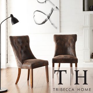 TRIBECCA HOME Atelier Traditional French Burnished Brown Oak Dining Chair (Set of 2) Tribecca Home Dining Chairs
