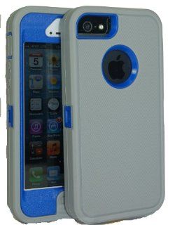 Iphone 5 Body Armor Defender Case Comparable to Otterbox Defender Series Lite Gray on Blue Cell Phones & Accessories