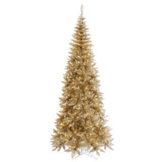 Vickerman 28370   7.5' x 40" Champagne Slim 500 Clear Lights Christmas Tree (K126276)   Champagne Christmas Tree
