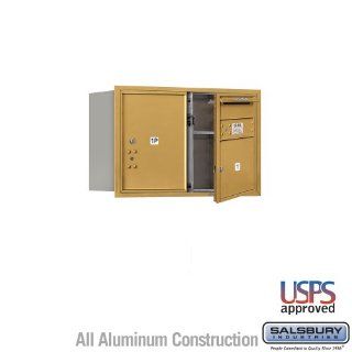 Salsbury Industries 3705D 01GFU 4C Horizontal Mailbox   5 Door High Unit (20 Inches)   Double Column   1 MB3 Door / 1 PL5   Gold   Front Loading   USPS Access   Security Mailboxes  