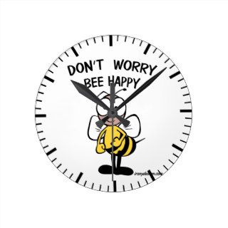 Don't Worry Bee Happy Round Wallclock