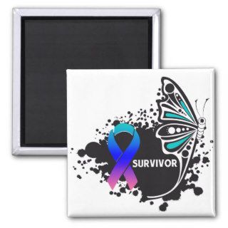 Survivor Abstract Butterfly Thyroid Cancer Fridge Magnets