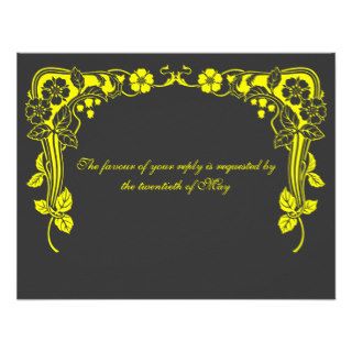 Floral Corner Daffodil Yellow Wedding Reply Cards Invitations