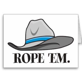 Rope 'em cowboy gear greeting cards