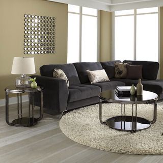 Tribecca Home Edison Black Nickel Plated Modern Glass Top 3 piece Occasional Set Tribecca Home Coffee, Sofa & End Tables