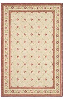 Safavieh Wilton Collection WIL324D Hand Hooked Beige and Red Hand Spun Wool Area Rug, 5 Feet 6 Inch by 8 Feet 6 Inch  