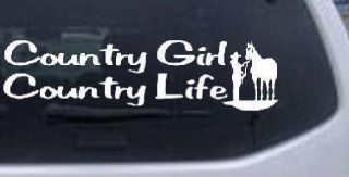 8in X 2.1in White    Country Girl Country Life With Horse Country Car Window Wall Laptop Decal Sticker Automotive