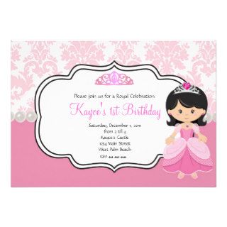 Pink Princess black hair  Damask and Pearls Announcements
