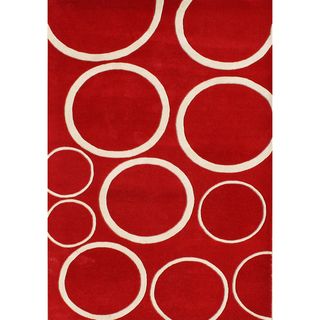 Alliyah Handmade Red Circle New Zealand Blend Wool Rug (9' x 12') Alliyah Rugs 7x9   10x14 Rugs