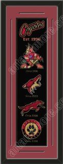 Heritage Banner Of Phoenix Coyotes With Team Color Double Matting Framed Awesome & Beautiful Must For A Championship Team Fan Most NHL Team Banners Available Plz Go Through Description & Mention In Gift Message If Need A different Team   Sports Fa