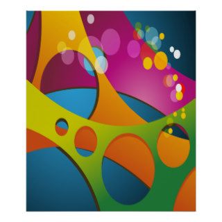 Groovy Colorful 3D Shapes Abstract Poster