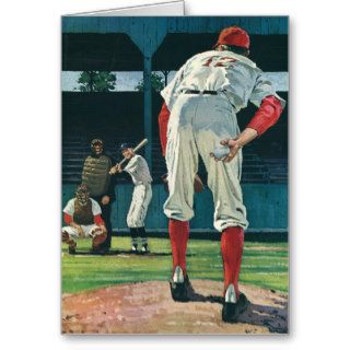 Vintage Sports, Baseball Players Playing Game Greeting Cards