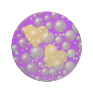 Golden Hearts Pearl Bubbles Coasters