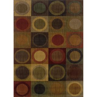 Indoor Green and Brown Geometric Area Rug (9'10 x 12'9) Style Haven 7x9   10x14 Rugs