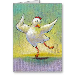 Chicken dance fun colorful art Awesome power Greeting Card